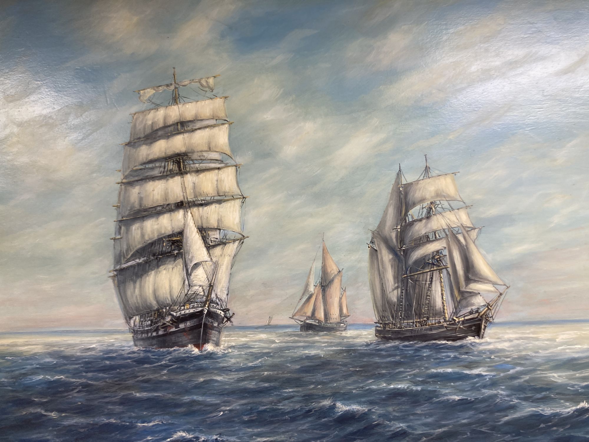 Max Parsons A.R.C.A. (1915-1998), Sailing clipper and other vessels at sea,